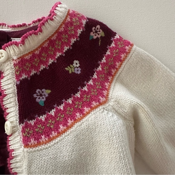 Gymboree 6-12 Months Baby Girl Burgundy Dress Floral Cardigan Set Outfit - Picture 5 of 6